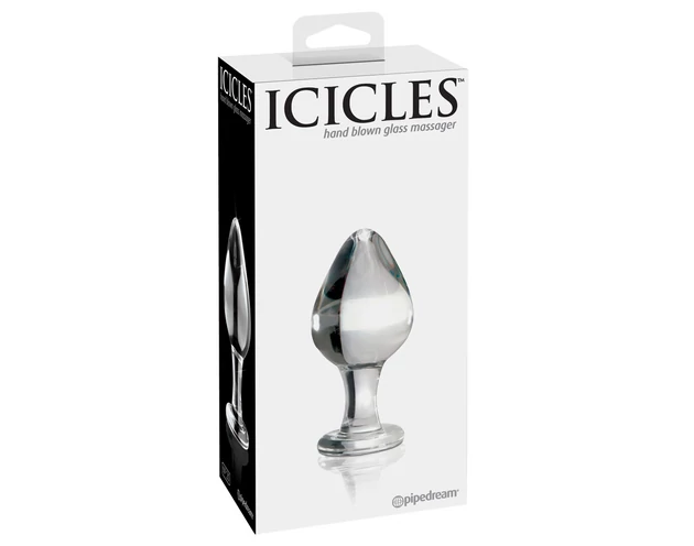 Icicles No. 25 - kúpos, üveg anál plug (átlátszó)