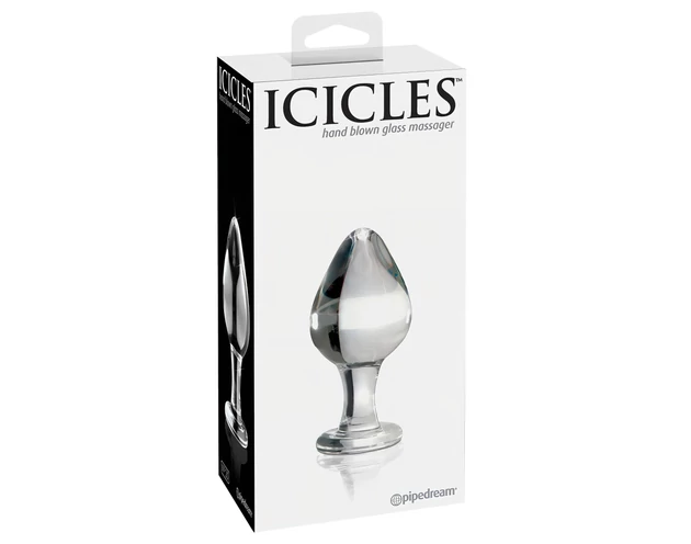 Icicles No. 25 - kúpos, üveg anál plug (átlátszó)