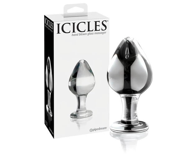 Icicles No. 25 - kúpos, üveg anál plug (átlátszó)