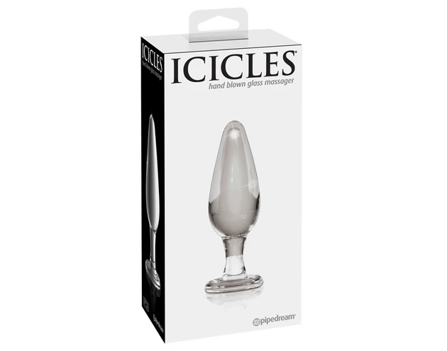 Icicles No. 26 - kúpos, üveg anál plug (átlátszó)