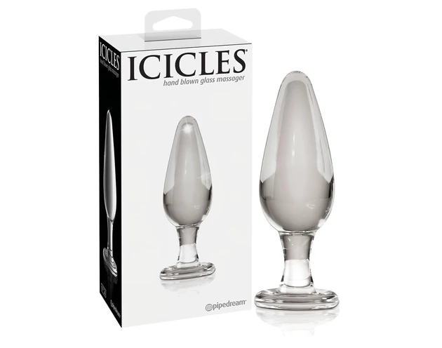 Icicles No. 26 - kúpos, üveg anál plug (átlátszó)