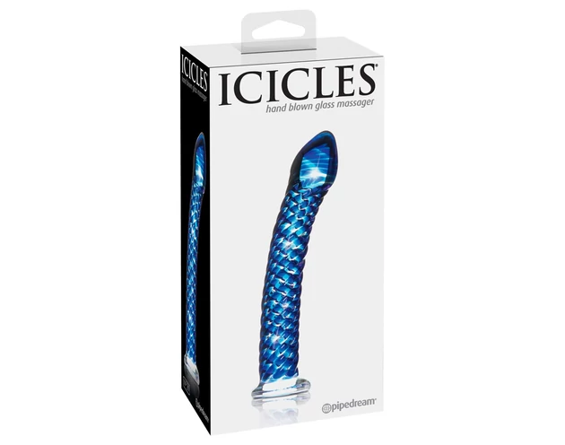 Icicles No. 29 - spirál, pénisz üveg dildó (kék)