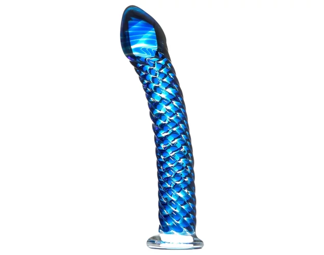 Icicles No. 29 - spirál, pénisz üveg dildó (kék)
