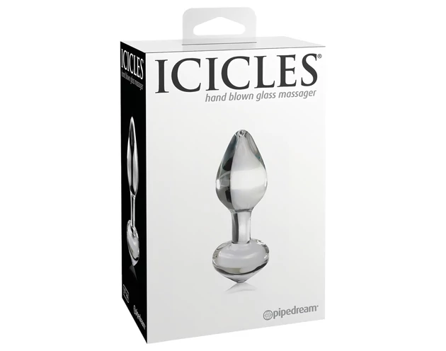 Icicles No. 44 - kúpos, üveg anál plug (átlátszó)