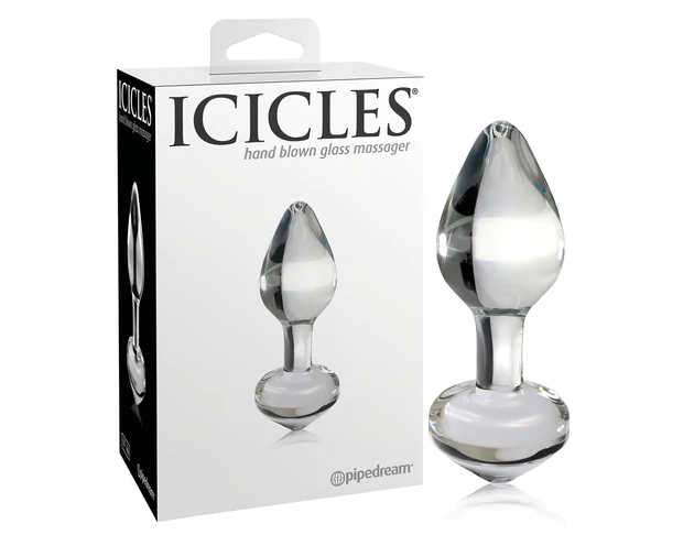 Icicles No. 44 - kúpos, üveg anál plug (átlátszó)