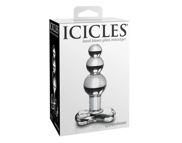 Icicles No. 47 - tripla gyöngyös, üveg anál plug (átlátszó)