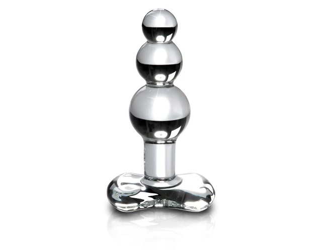 Icicles No. 47 - tripla gyöngyös, üveg anál plug (átlátszó)