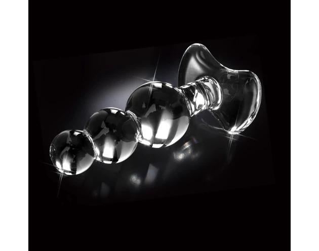 Icicles No. 47 - tripla gyöngyös, üveg anál plug (átlátszó)