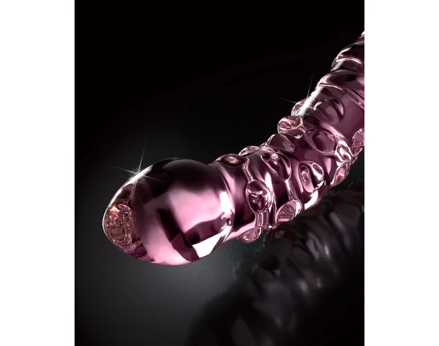 Icicles No. 55 - kétvégű, G-pont üveg dildó (pink)