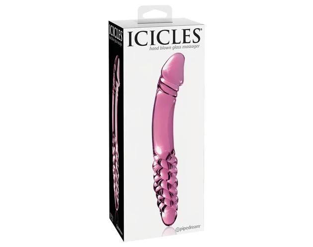 Icicles No. 57 - péniszes kétvégű üveg dildó (pink)