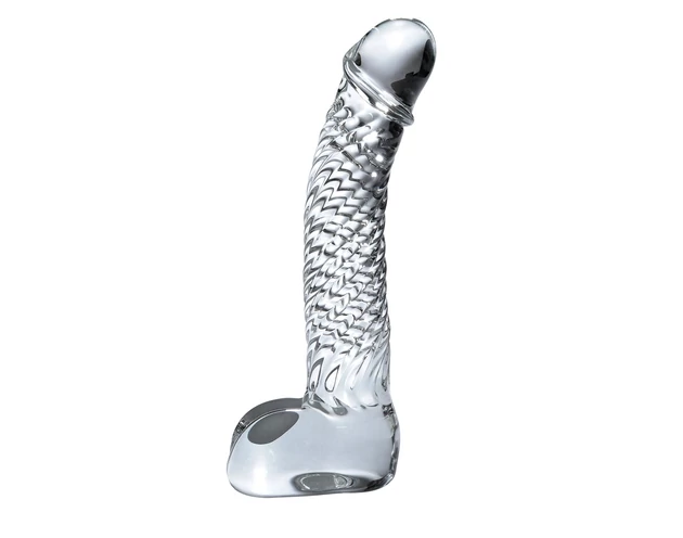 Icicles No. 61 - herés, péniszes üveg dildó (átlátszó)