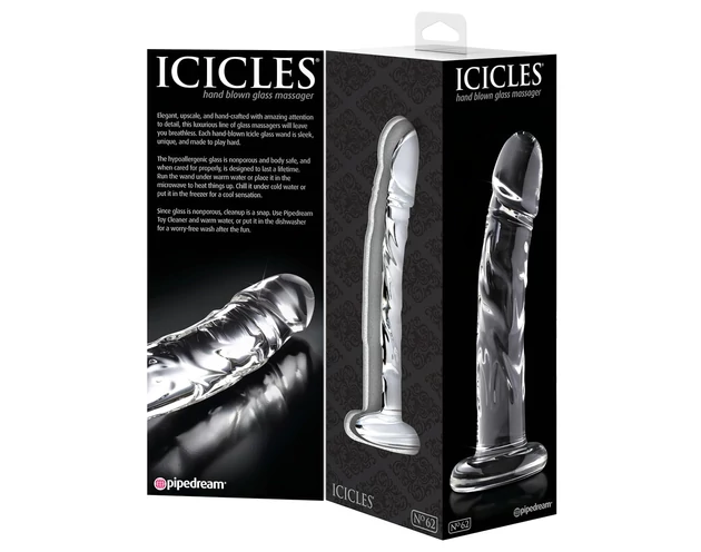 Icicles No. 62 - péniszes üveg dildó (átlátszó)