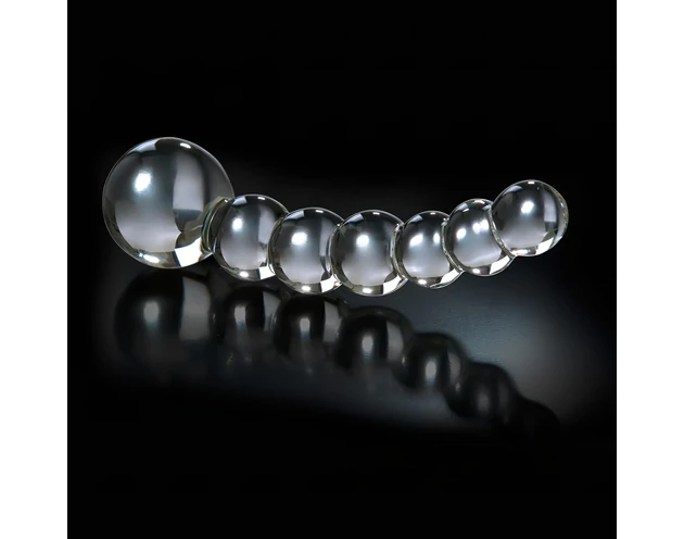 Icicles No. 66 - íves, gömbös, üveg dildó (átlátszó)