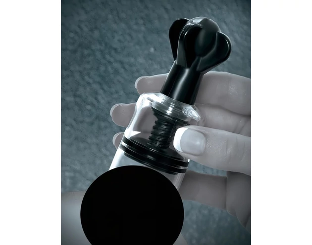 Fetish Super Suckers - mellbimbó szívó pumpa (fekete-átlátszó)