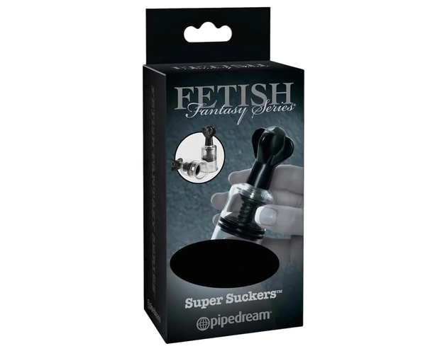 Fetish Super Suckers - mellbimbó szívó pumpa (fekete-átlátszó)