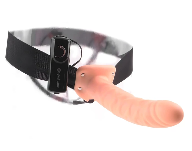 Fetish Strap-On 8 - felcsatolható, üreges vibrátor (natúr)