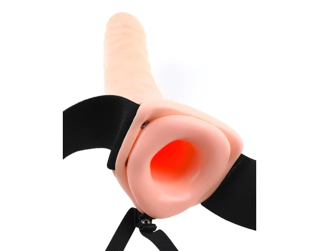 Fetish Strap-On 8 - felcsatolható, üreges vibrátor (natúr)