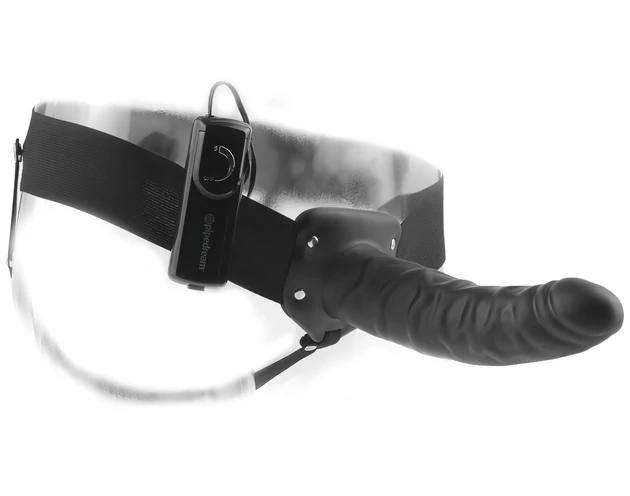 Fetish Strap-On 8 - felcsatolható, üreges vibrátor (fekete)