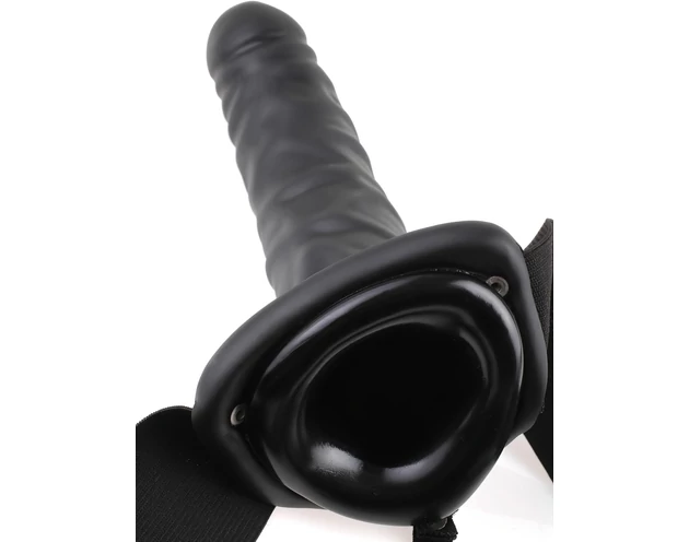 Fetish Strap-On 8 - felcsatolható, üreges vibrátor (fekete)