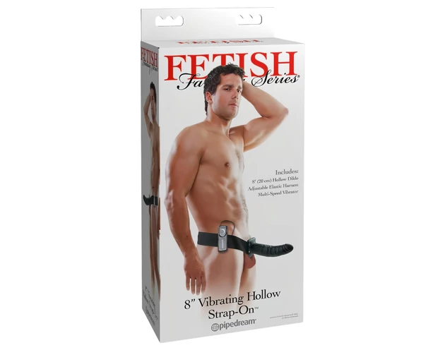 Fetish Strap-On 8 - felcsatolható, üreges vibrátor (fekete)