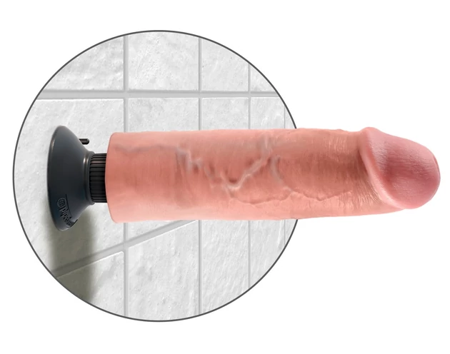 King Cock 10 - hajlítható, tapadótalpas vibrátor (25cm) - natúr