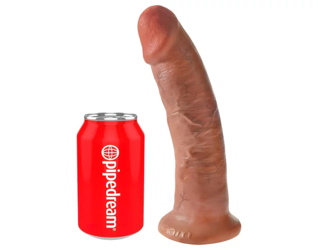 King Cock 9 - tapadókorongos élethű dildó (23cm) - sötét natúr