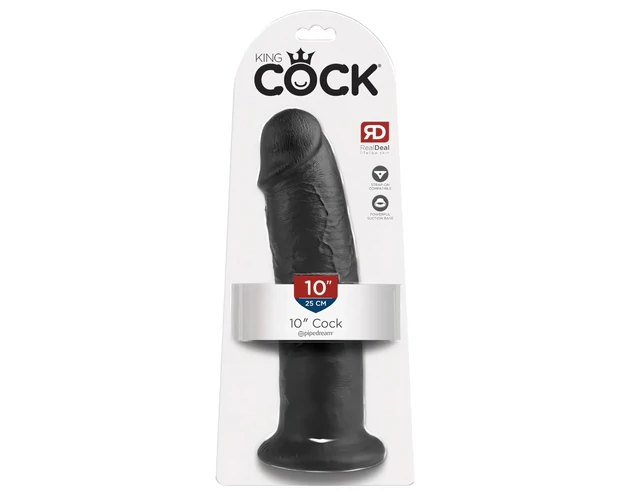 King Cock 10 - tapadókorongos dildó (25cm) - fekete