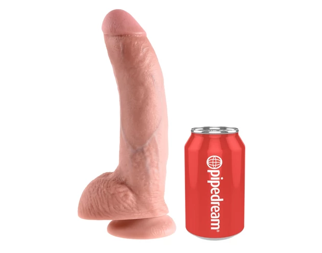 King Cock 9 - nagy tapadókorongos, herés dildó (23cm) - natúr