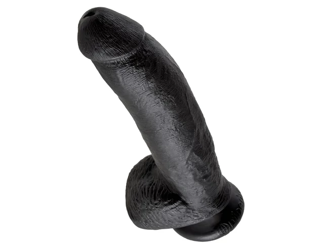 King Cock 9 - nagy tapadókorongos, herés dildó (23cm) - fekete