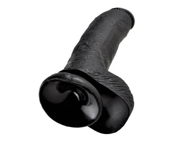 King Cock 9 - nagy tapadókorongos, herés dildó (23cm) - fekete