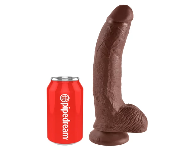 King Cock 9 - nagy tapadókorongos, herés dildó (23cm) - barna