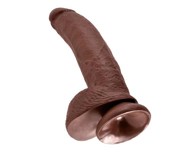 King Cock 9 - nagy tapadókorongos, herés dildó (23cm) - barna