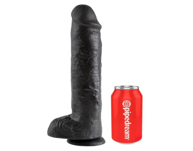 King Cock 11 - nagy tapadókorongos, herés dildó (28cm) - fekete