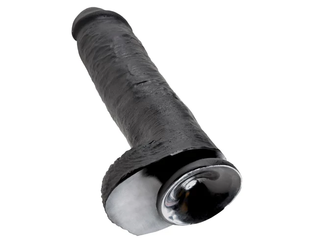King Cock 11 - nagy tapadókorongos, herés dildó (28cm) - fekete