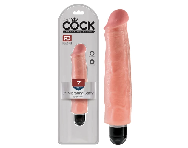 King Cock 7 Stiffy - vízálló, élethű vibrátor (18cm) - natúr