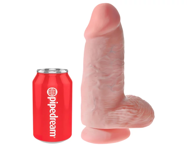 King Cock 9 Chubby - tapadókorongos, herés dildó (23cm) - natúr