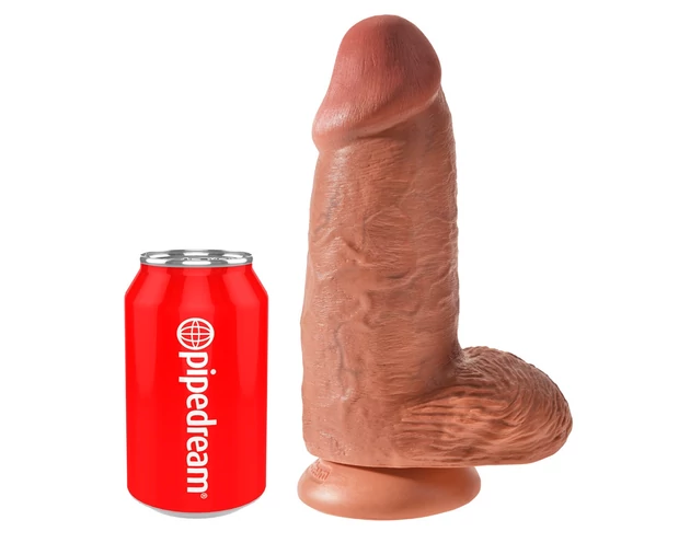 King Cock 9 Chubby - tapadókorongos, dildó (23cm) - sötét natúr
