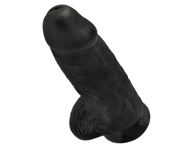 King Cock 9 Chubby - tapadókorongos, herés dildó (23cm) - fekete