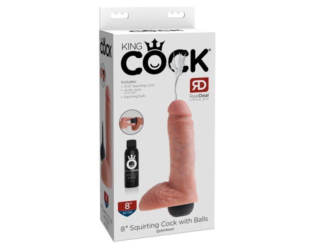 King Cock 8 - élethű spriccelő dildó (20cm) - natúr