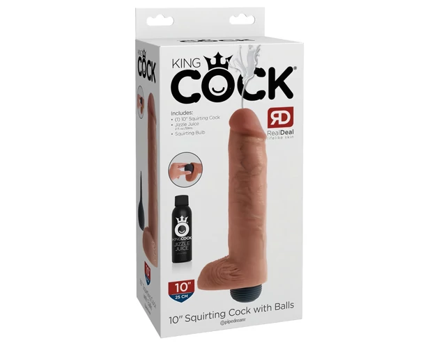 King Cock 10 - élethű spriccelő dildó (25cm) - natúr