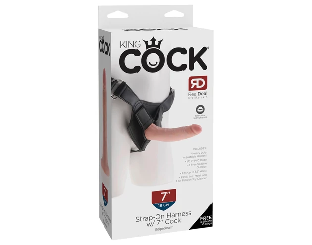 King Cock 7 - felcsatolható dildó hámmal (fekete)