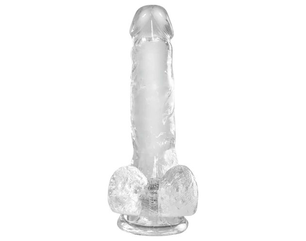 King Cock Clear 6 - tapadókorongos, herés kis dildó (15cm)