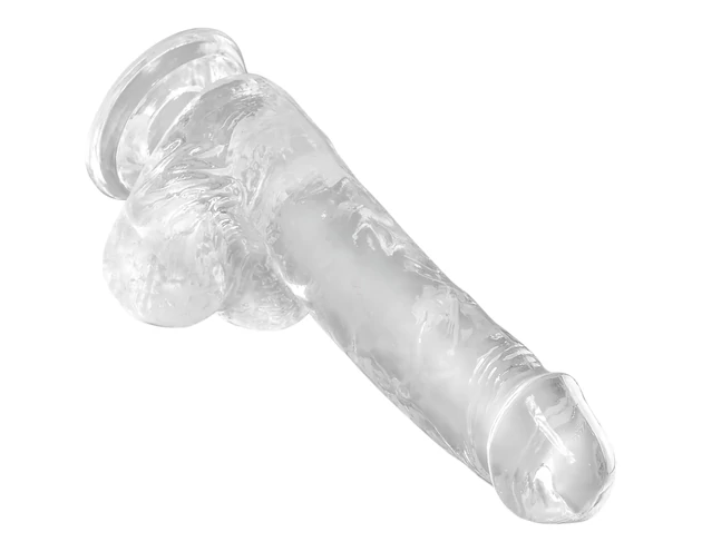 King Cock Clear 6 - tapadókorongos, herés kis dildó (15cm)