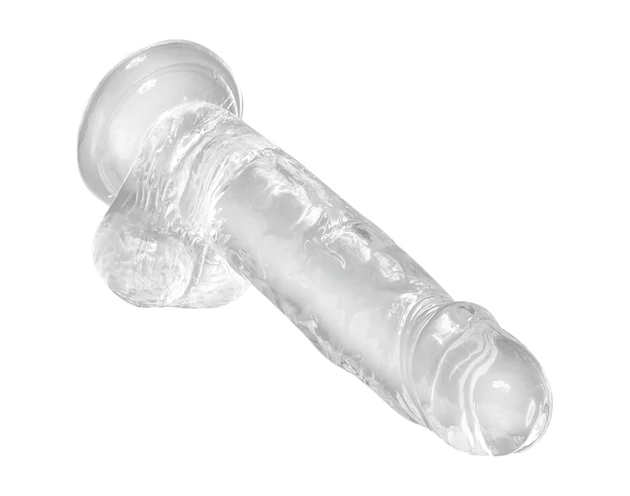 King Cock Clear 7 - tapadókorongos, herés dildó (18cm)
