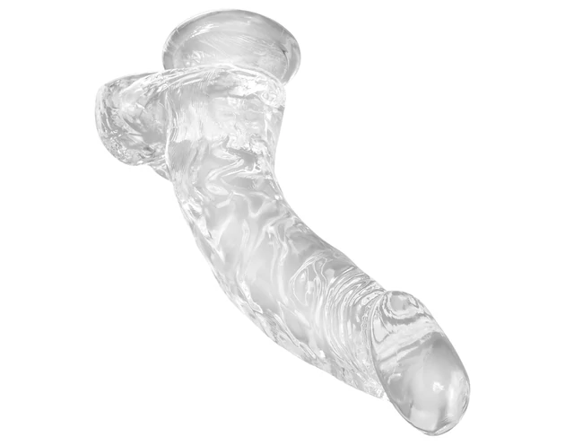 King Cock Clear 7,5 - tapadókorongos, herés dildó (19cm)