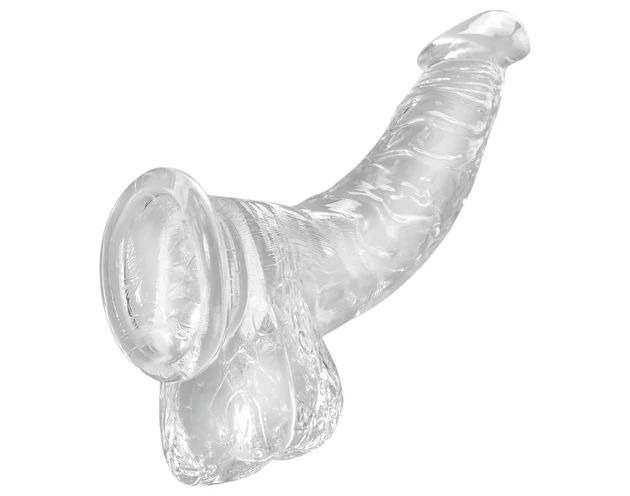 King Cock Clear 7,5 - tapadókorongos, herés dildó (19cm)