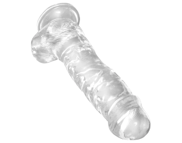 King Cock Clear 8 - tapadókorongos, herés dildó (20cm)
