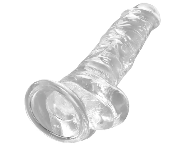 King Cock Clear 8 - tapadókorongos, herés dildó (20cm)