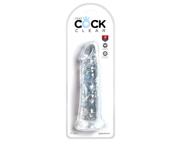 King Cock Clear 8 - tapadókorongos, nagy dildó (20cm)