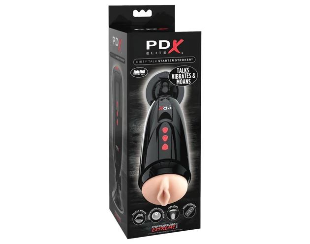 PDX Elite Dirty Talk - rezgő műpunci maszturbátor (fekete)